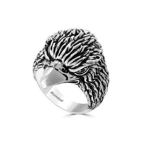 Sterling Silver + Black Spinel Ring // Ring Size: 10