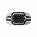 Sterling Silver + Black Sapphire Hexagon Ring // Ring Size: 10