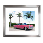 Classic Bel Air Chevy And Palm Tress (Black Frame)
