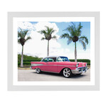 Classic Bel Air Chevy And Palm Tress (Black Frame)