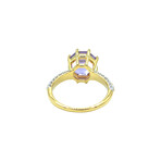 14K Yellow Gold Octagonal Amethyst + Diamond Ring // Ring Size: 6.75 // Pre-Owned
