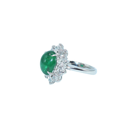 Platinum Diamond + Emerald Ring // Ring Size: 6 // Pre-Owned