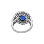 Platinum Diamond + No-Heat Ceylon Sapphire Ring // Ring Size: 6.25 // Pre-Owned