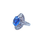 Platinum Diamond + Sapphire Ring // Ring Size: 6.5 // Pre-Owned