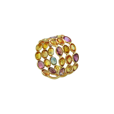 18K Yellow Gold Sapphire Triple-Band Ring // Ring Size: 7.25 // Pre-Owned