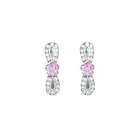14K White Gold Diamond + Pink Sapphire Earrings // Pre-Owned