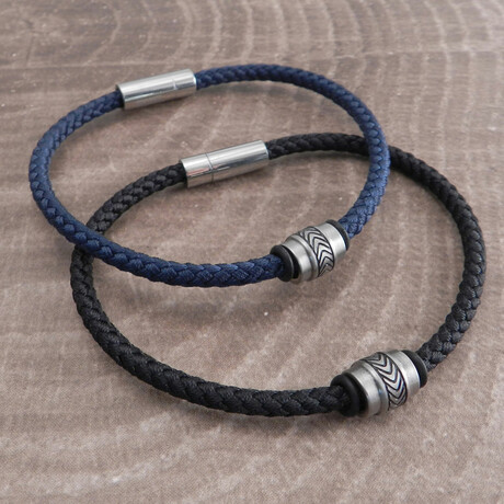Stainless Steel Cord Bracelet (Black)