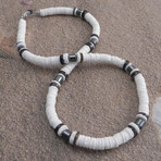 White Puka Shell + Black Hematite Necklace // 18"