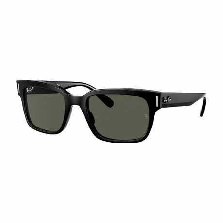 Men's Square Polarized Sunglasses // Black + Green