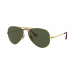 Unisex Metal Pilot Sunglasses // Gold + Green
