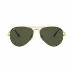 Unisex Metal Pilot Sunglasses // Gold + Green