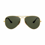 Unisex Aviator Large Metal Aviator Sunglasses // Gold + Green
