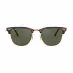 Unisex Clubmaster Classic Square Polarized Sunglasses // Tortoise + Green