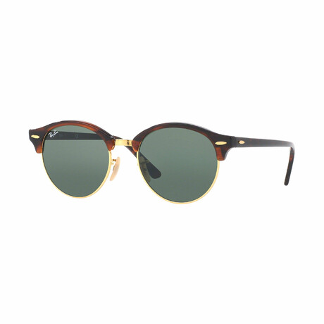 Unisex Round Clubmaster Sunglasses // Red Havana + Green