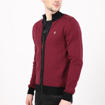 Full Zip Sweater // Burgundy + Black (L)
