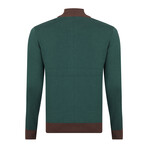 Full Zip Sweater // Green + Brown (S)