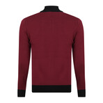 Full Zip Sweater // Burgundy + Black (L)