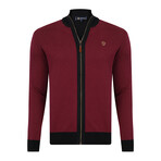 Full Zip Sweater // Burgundy + Black (L)