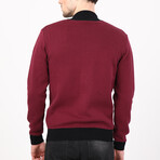 Full Zip Sweater // Burgundy + Black (L)