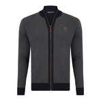 Full Zip Sweater // Gray + Navy (M)