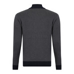 Full Zip Sweater // Gray + Navy (M)