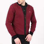 Full Zip Sweater // Burgundy + Black (L)