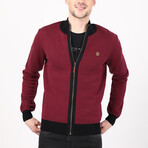 Full Zip Sweater // Burgundy + Black (L)