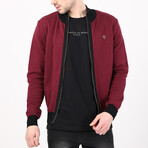 Full Zip Sweater // Burgundy + Black (L)