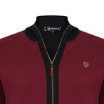 Full Zip Sweater // Burgundy + Black (L)