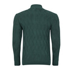 Full Zip Cable Knit Sweater // Green (XL)