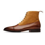 Two Tone Balmoral Leather Boots // Brown + Cognac Suede (US: 9)