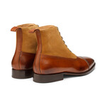 Two Tone Balmoral Leather Boots // Brown + Cognac Suede (US: 10)