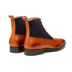 Two Tone Balmoral Leather Boot // Tan + Navy Suede (US: 9)