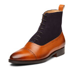 Two Tone Balmoral Leather Boot // Tan + Navy Suede (US: 6.5)