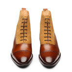 Two Tone Balmoral Leather Boots // Brown + Cognac Suede (US: 10)