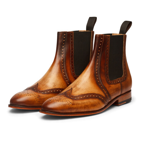 Wingtip Chelsea Brogue Boot // Tan + Brown (US: 6)