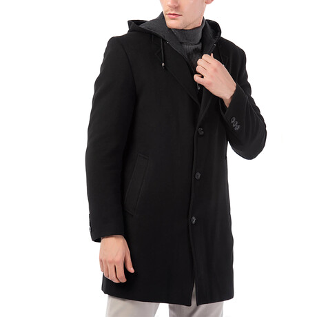 Hooded Over Coat // Black (Small)