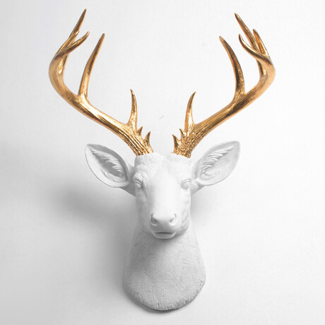 The Templeton XL Deer Wall Sculpture (White/Gold)