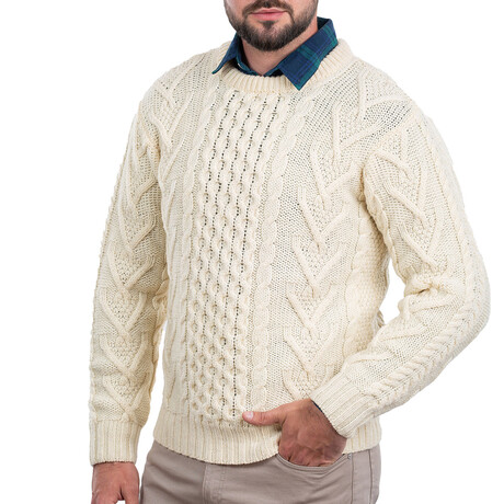 Merino Aran Sweater // Natural (Small)