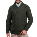 Shawl Collar Single Button Sweater // Army Green (Small)
