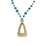 18k Gold Plated Brass + Turquoise Pendant Necklace // 26" // Store Display