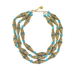 24K Gold Plated Brass + Howlite Multi-Strand Necklace // 19"-20" // Store Display