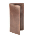 Vertical Long Leather Wallet // Brown