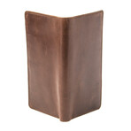 Vertical Long Leather Wallet // Brown