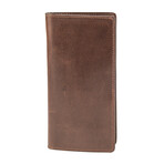 Vertical Long Leather Wallet // Brown