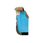 Metal Mango Wood Blue High Bar Counter