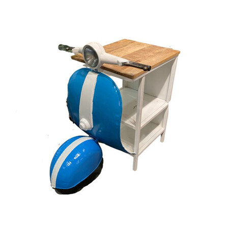 Mango Wood Mini Scooter Cabinet // Blue