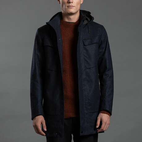 Laminated Wool Parka // Navy (S)