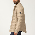 Essential Lightweight Down Shacket // Taupe (L)