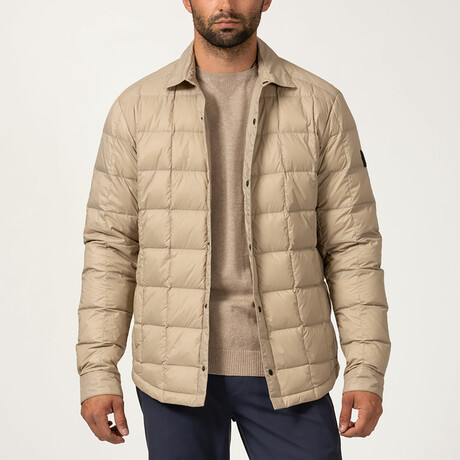 Essential Lightweight Down Shacket // Taupe (XS)